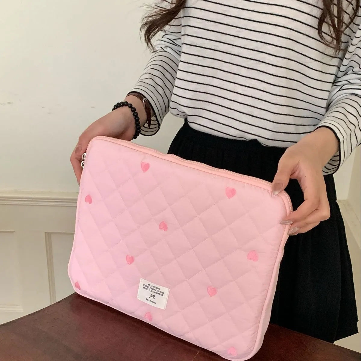Cute Print Love Embroidery Laptop Bag 11 13.3 14 15 15.6 16 Inch Computer Bag Protection Case Laptop Sleeve Computer Case Bag