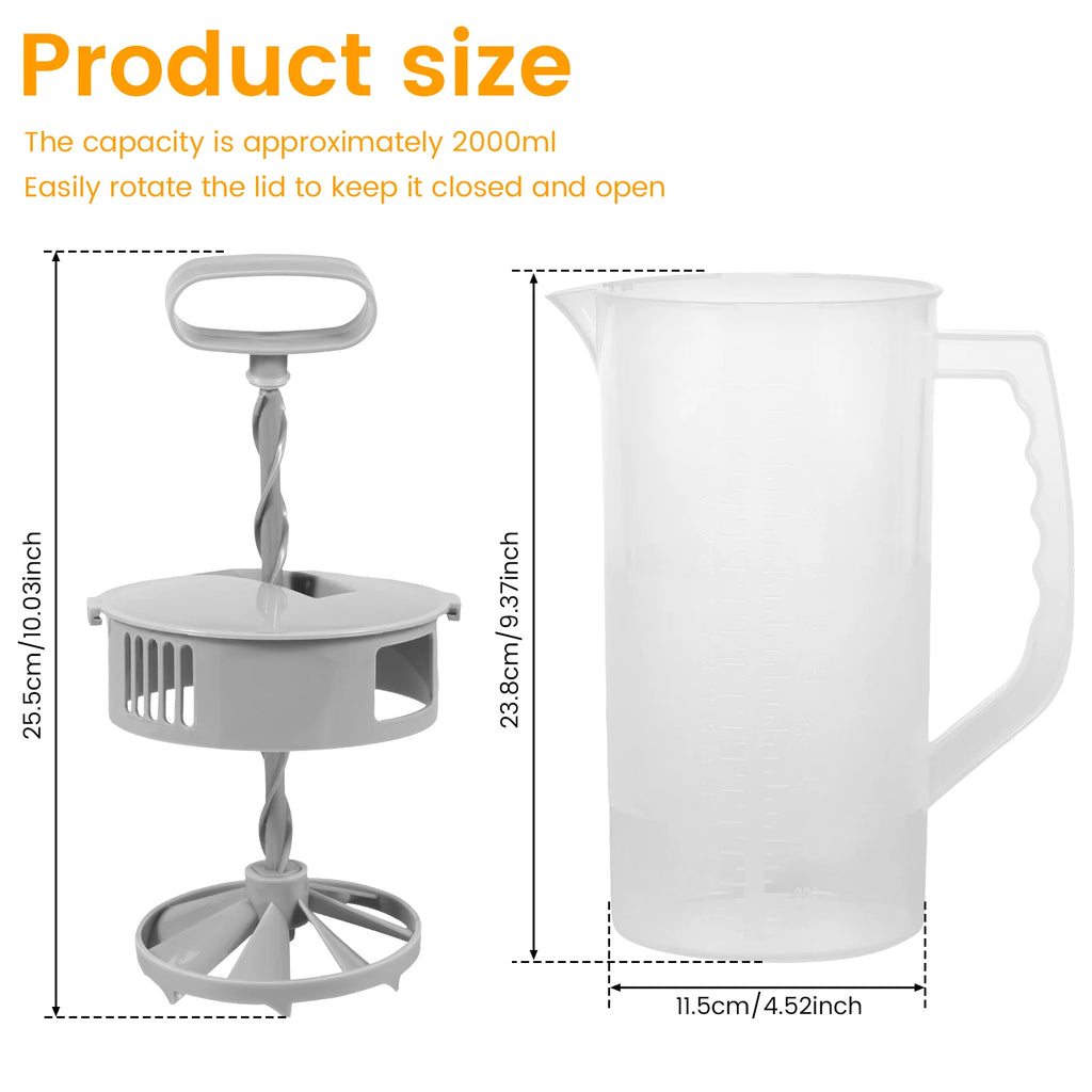 Mixing Pitcher for Drinks 2000ml Mixing Water Pitcher with Lid Wide Mouth Juice Mixing Container with Plastic Blades and Mixer