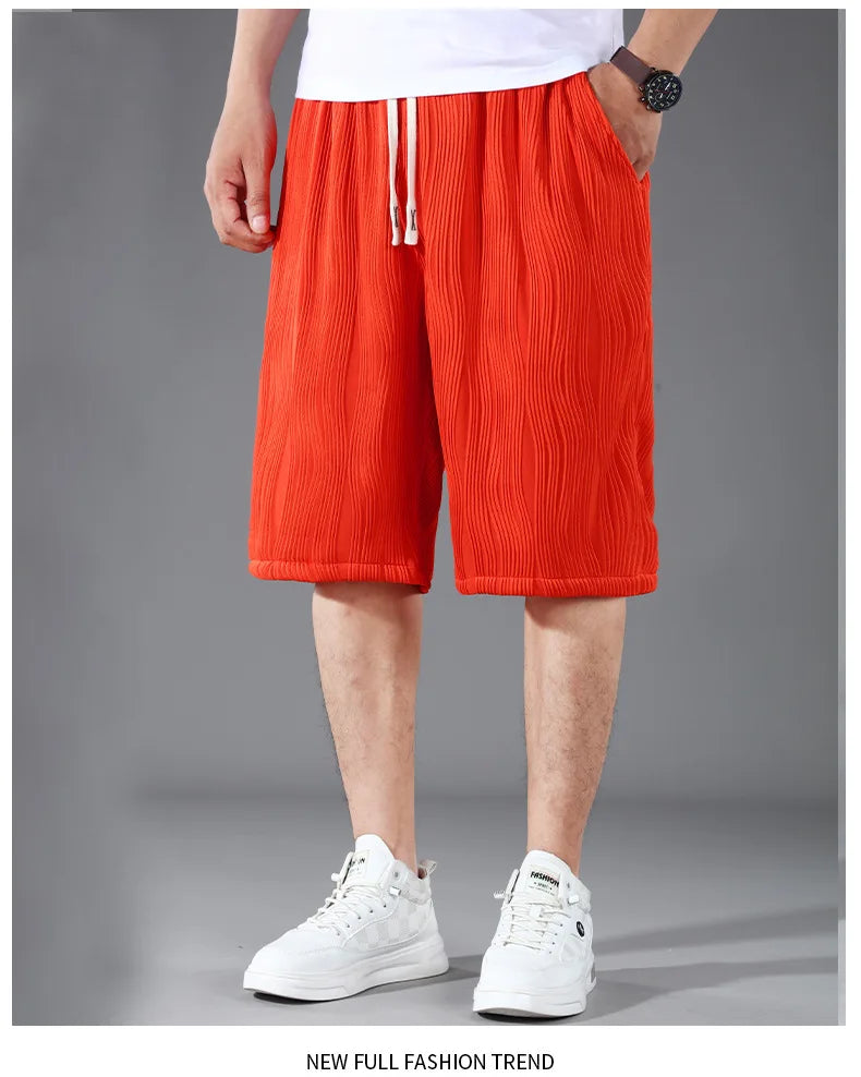 Extra Big Size Men Ice Silk Short Elastic Waist Casual Bermuda Male Summer Cool Icy Plus Large 11XL Loose Fit Stretch Breathable