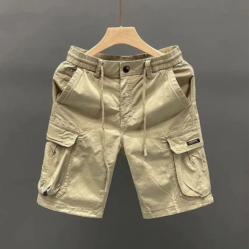 Men's Workwear Shorts Summer Heavyweight Pure Cotton Multi-Pocket Loose Outdoor Dirt-Resistant Wearable Five-Quarter Length