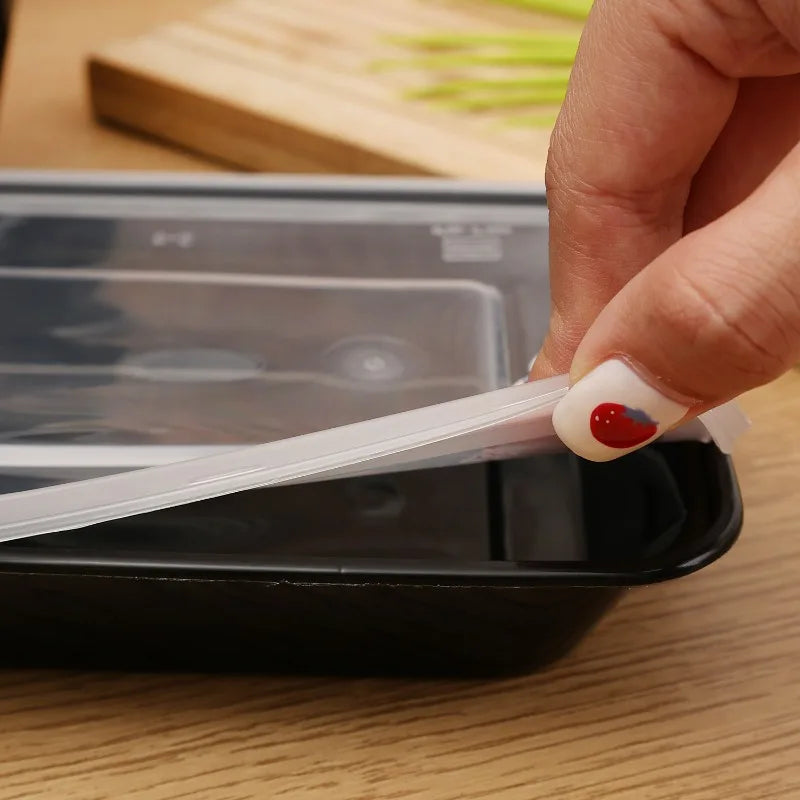 10/20x Food Storage Containers with Lids Meal Prep Containers Disposable Leakproof Black Lunch Bento Boxes Kitchen Tableware
