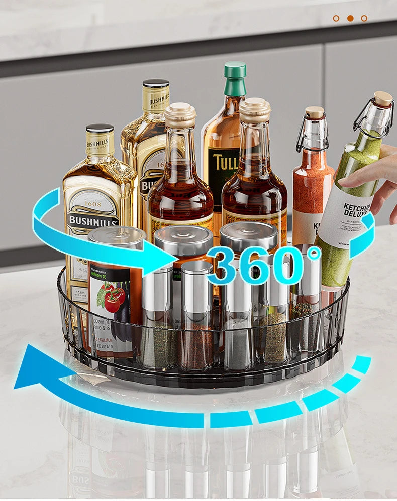 Rotating Kitchen Storage Rack Multi-Functional Desktop Organizer for Cosmetics And Seasonings Entrance Home Organization Box