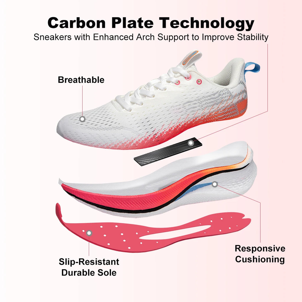 Baasploa New Running Shoes Women Lightweight Breathable Non-slip Sneakers Female Outdoor Carbon Plate Professional Sports Shoes