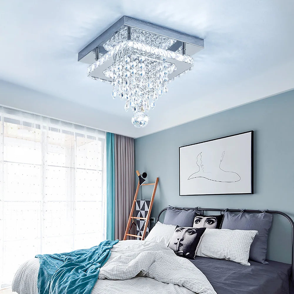 Voltsify Modern Crystal Ceiling Light with Droplets for Living Rooms, Bedrooms and Nurseries