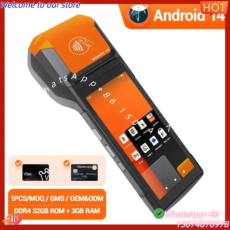 2026 Senraise H10P Mobile Handheld Android 14 POS Terminal Machine with Thermal Printer