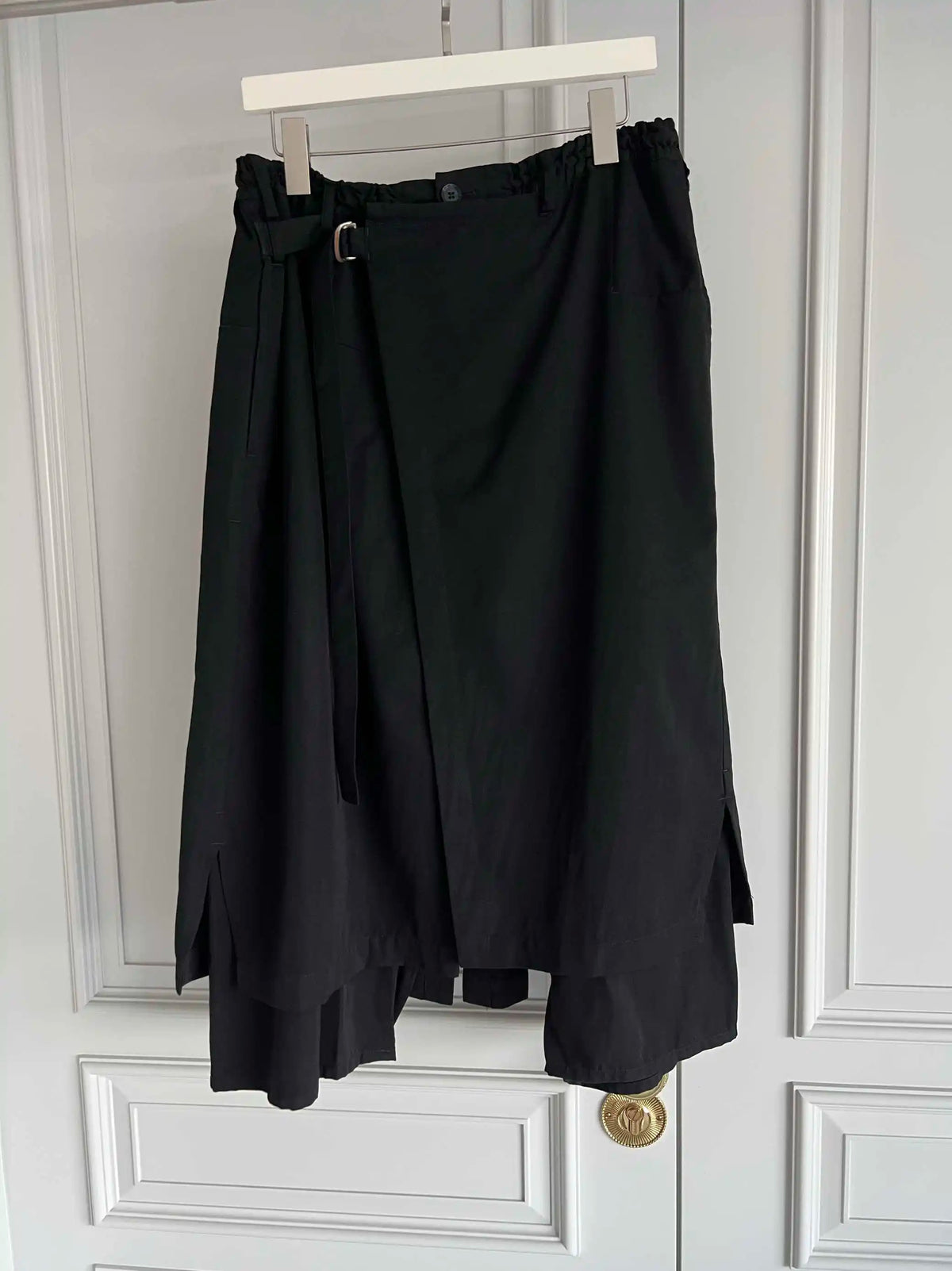 TOP-YAMAMOTO original design black loose double-layer elastic waist culottes and dark niche Japanese-style trousers