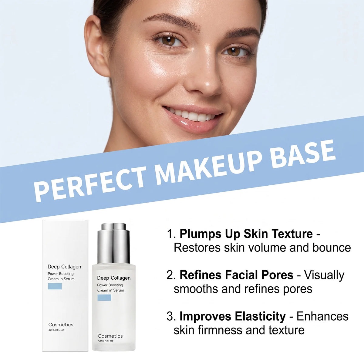 Deep Collagen Boosting Cream in Serum Moisturizing Boost Skin Elasticity Enhance Skin Radiance For All Skin Skincare Primer Base