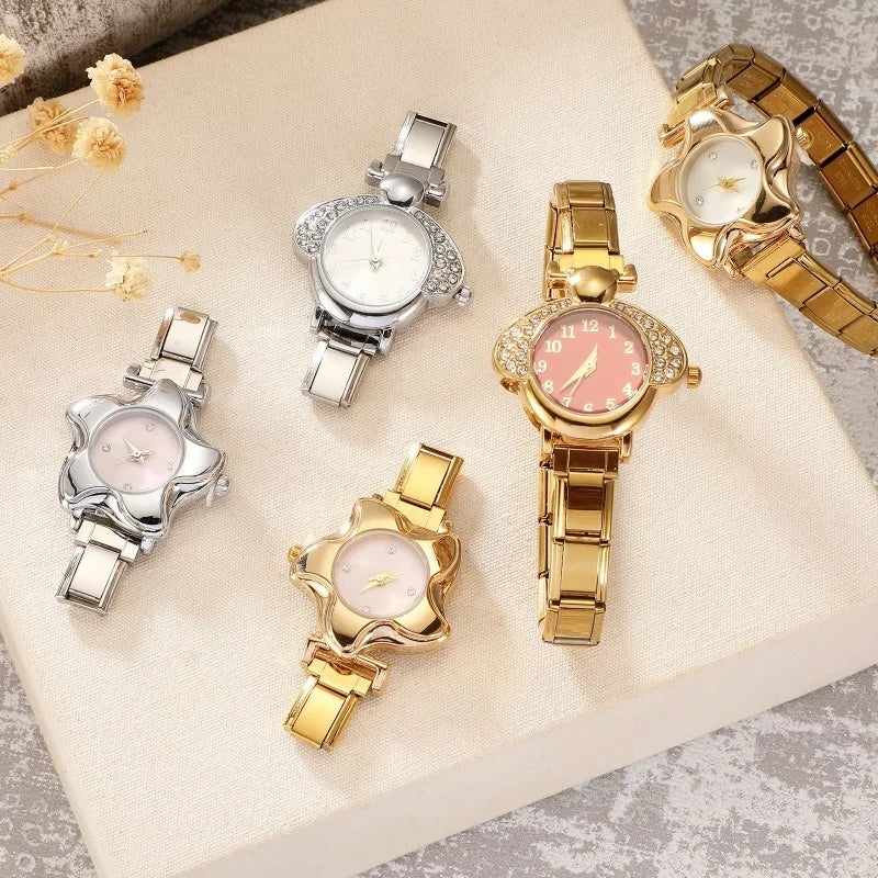 Irregular alloy case Arabic numeral classic dial Stars-shaped diamond-encrusted fashion Stainless Steel Bracelet ladies watch