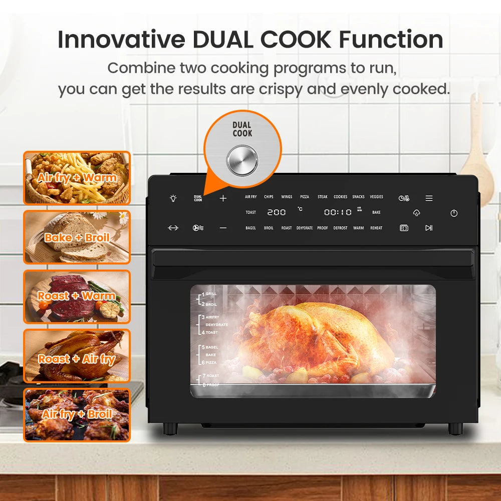 Electric Multifunctional Air Fryer Oven 30L 1800W Steam Function Convection Baking Pizza Chicken Stainless Steel 4
