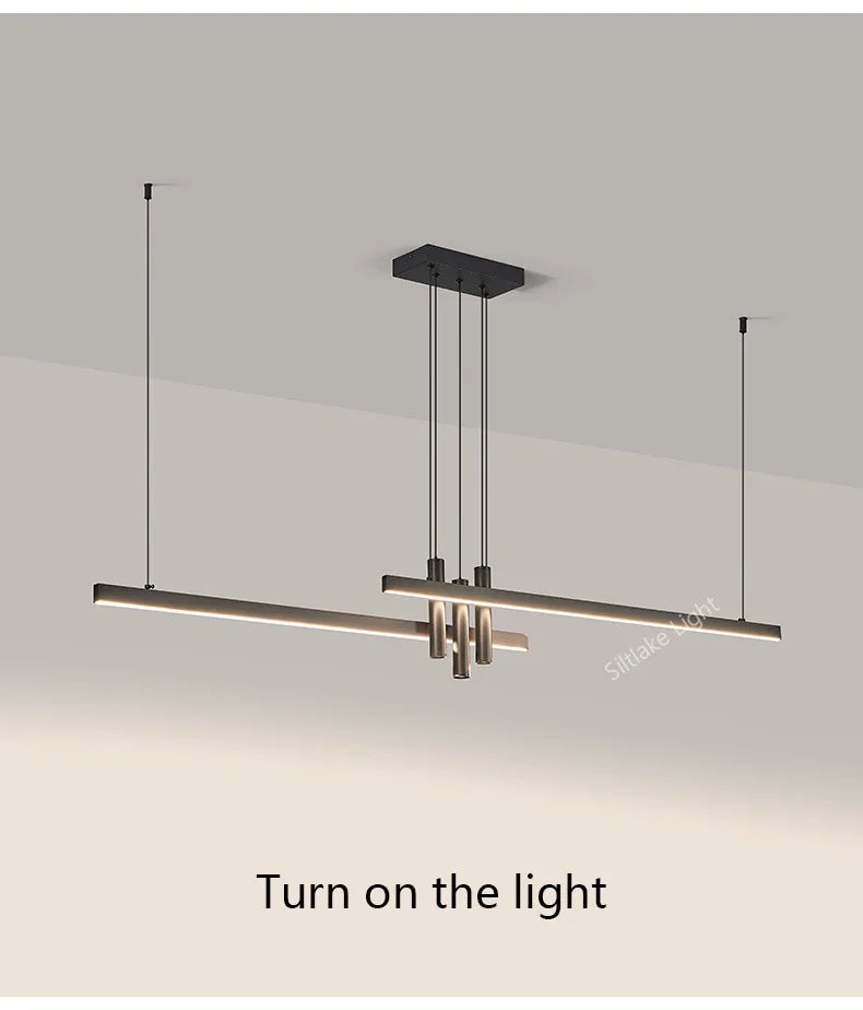 Modern light creative bar counter strip designer lamps LED Pendant Light  for Dining Table Kitchen Chandelier Memory Function