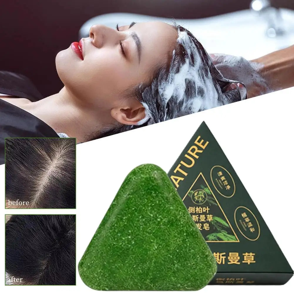 Usman Grass Shampoo Soap Cypress Leaf Polygonatum Herbal Plant Extract Strengthens Roots Controls Oil Cleanses Scalp Hair Growth