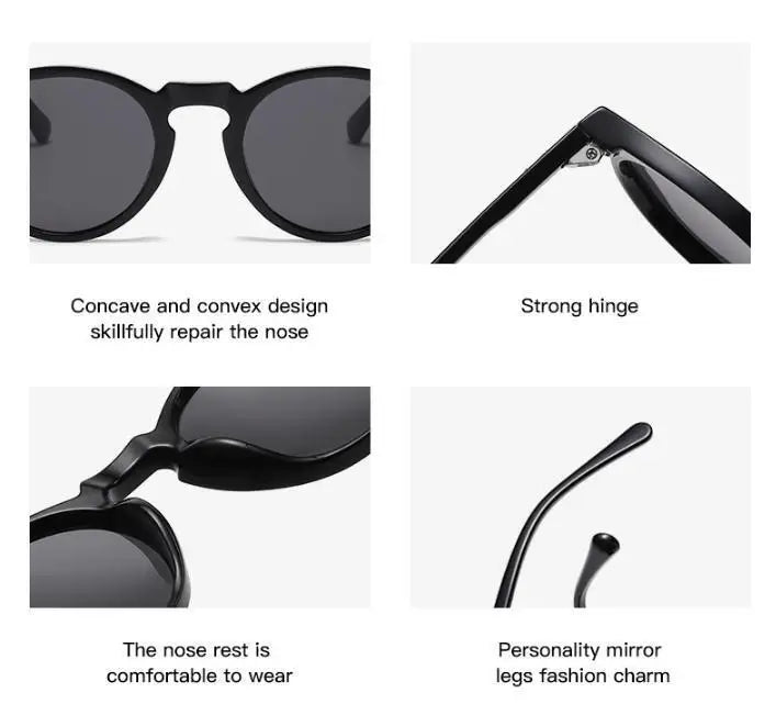 Round Tinted Myopia Glasses Men Black Lens Finished Prescription Nearsighted Glasses Retro Outdoor Shade Driving Sunglasses