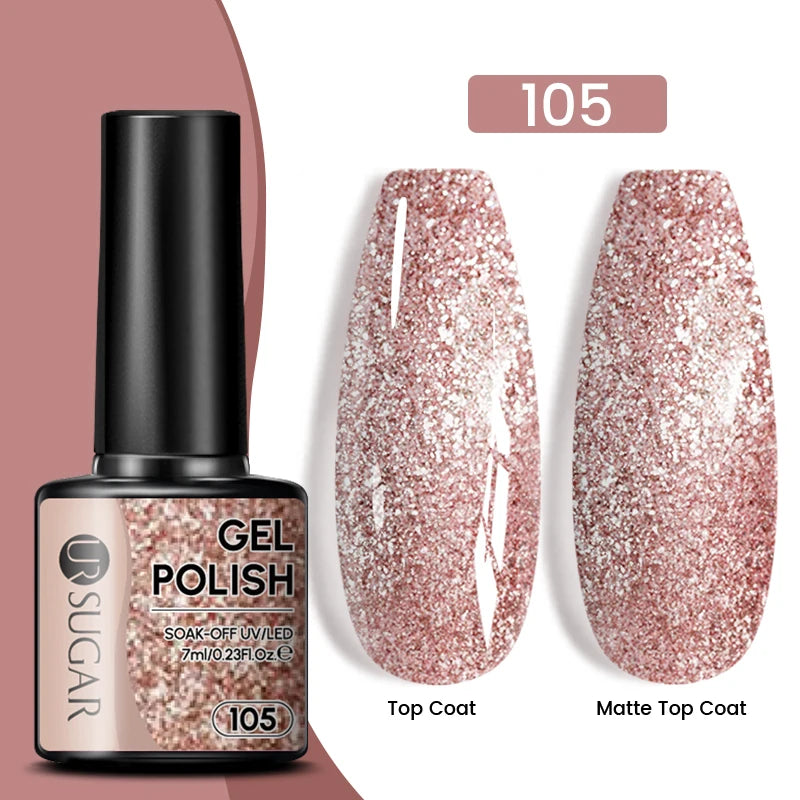 UR SUGAR 7ML Valentine’s Day Gel Nail Polish 107 Colors Classic Black Red Glitter Semi Permanent Autumn Soak Off UV Gel Varnish