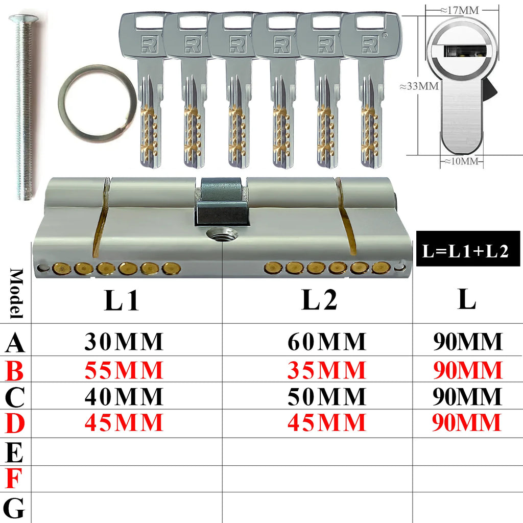 Customization: Open all household door locks with the same key. European standard high-quality 11 pin anti-theft lock cylinder