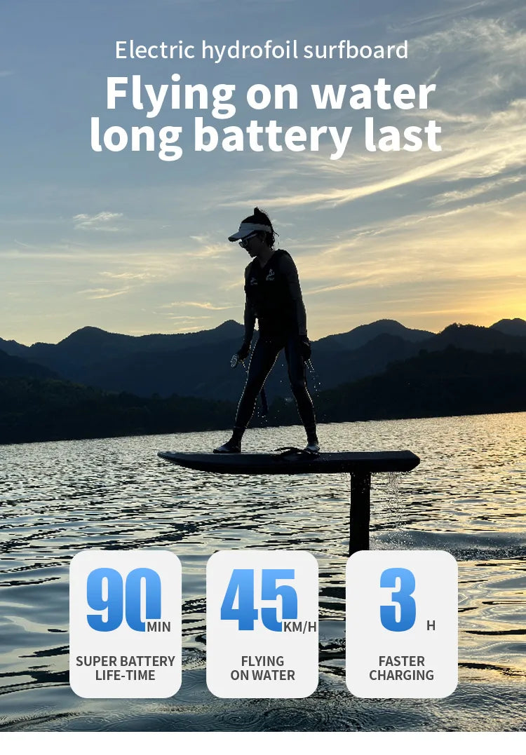Electric Hydrofoil Carbon Fiber, eFoil Surfboard with Water Pedal for Water Sports, Electric Surf Board, Standing Water Ski