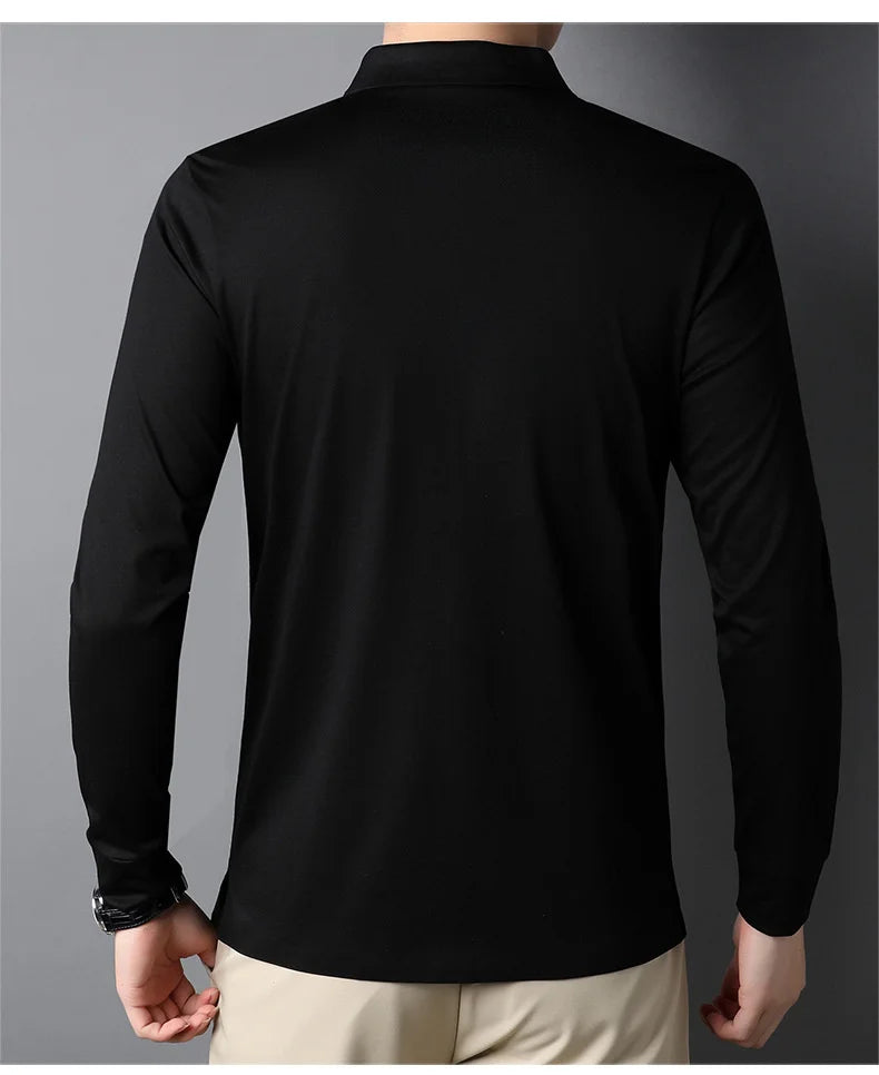 Bamboo Fiber Viscose And Cotton Blend Polo Shirt Men Short Sleeve Collar New Seamless T-shirt Summer Thin Lightweight Poloshirt