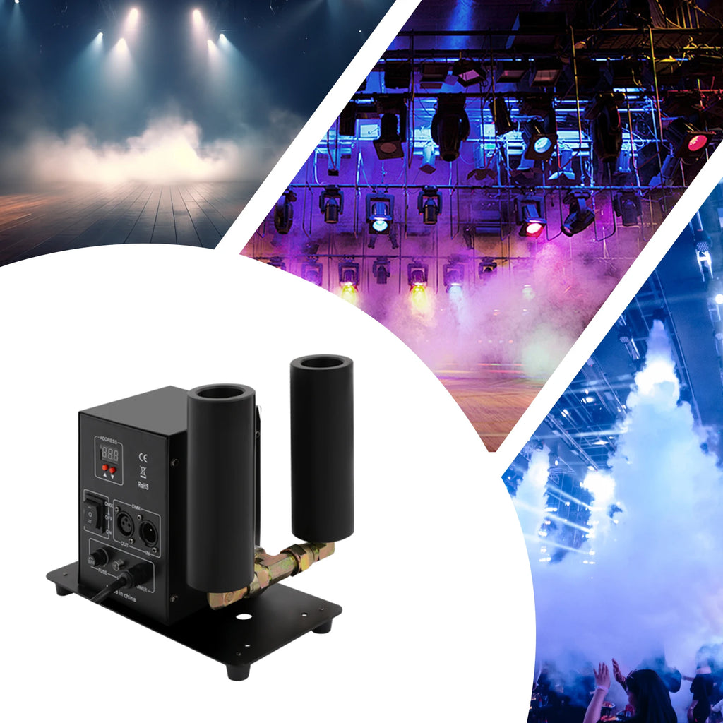 110V 150W Dual‑Head CO₂ Jet Fog Machine, Professional Carbon Dioxide Gas Column Smoke Machine for Stage, Party, Event Effects