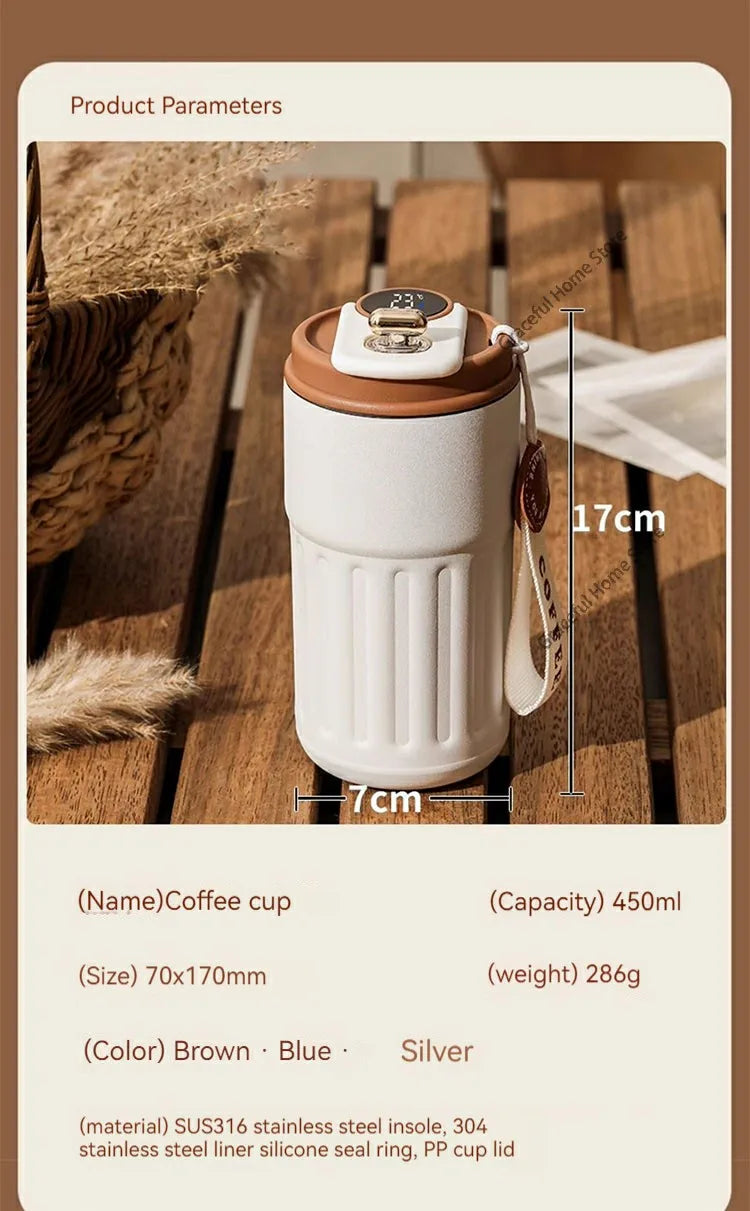Stainless Steel Vacuum Cup Smart Thermos Bottle Water Digital LED Temperature Coffee Cup Office Cup Business Portable Mug