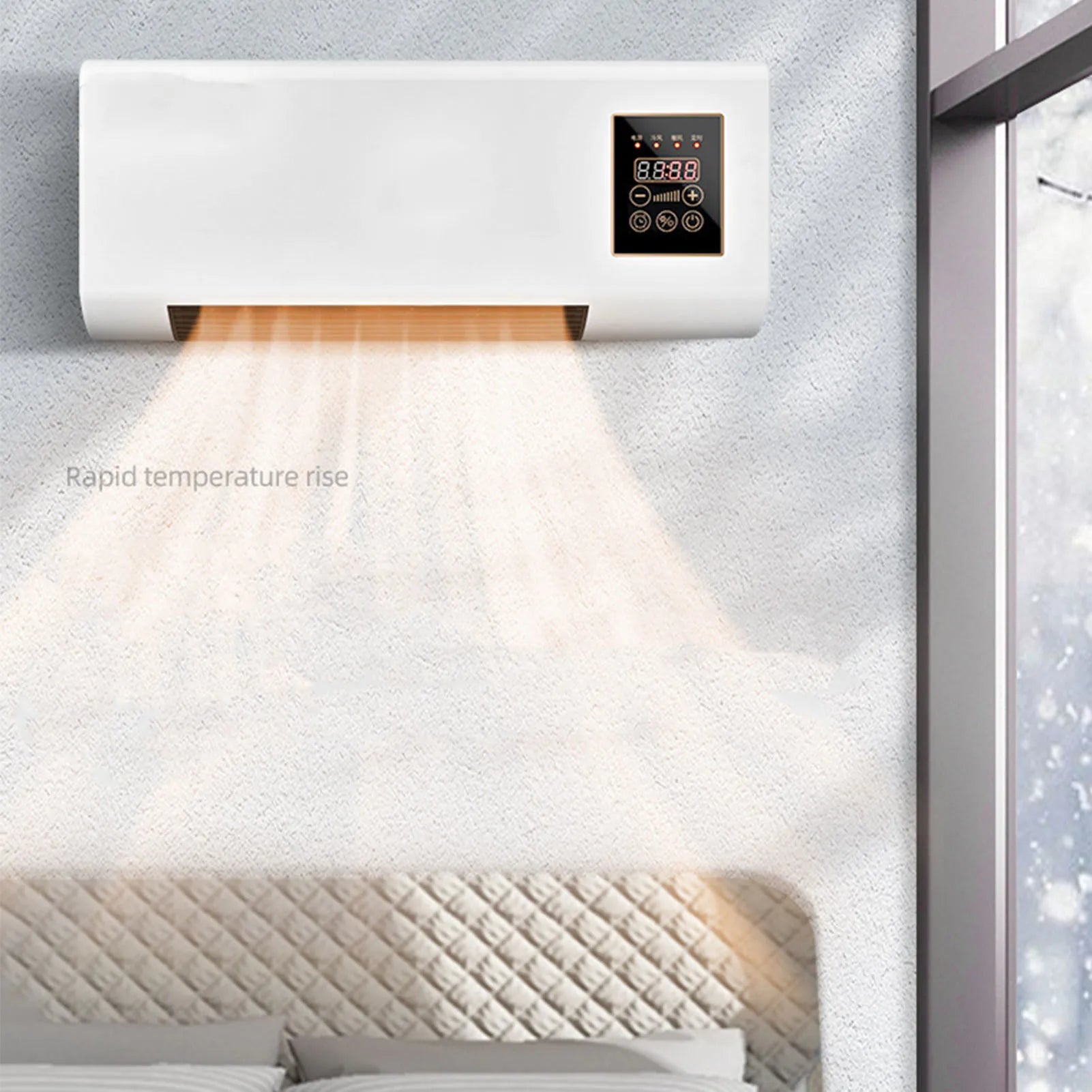 2 in 1 Air Conditioner 1800W Cool Warm Dual Use Wall Mounted Portable Air Conditioning with Remote Control for Home Bedroom