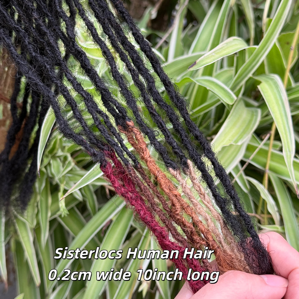 Colored 2mm Handmade Sisterlocs Real Human Hair Permanent Micro Locs Extensions Natural Looking Soft Dreadlock Interlocking