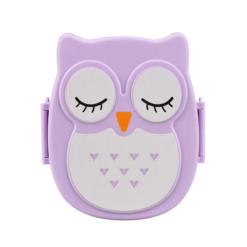 Portable Owl Lunch Box Cartoon Microwave Food-Safe Plastic Food Picnic Container Box For Children Kids School Office Bento Box