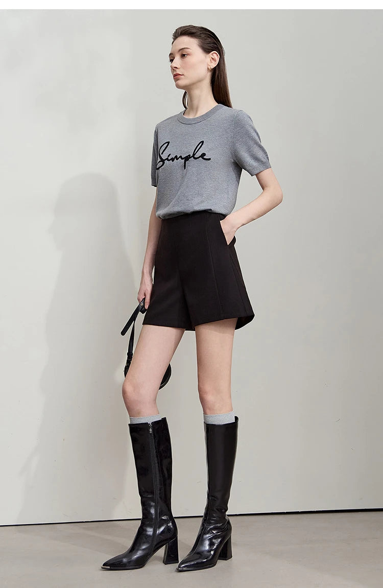 AMII 2025 Autumn Concise for Loose Casual Wide-leg Female pants Elegant Office Lady Simple  Shorts Bottoms 12523083