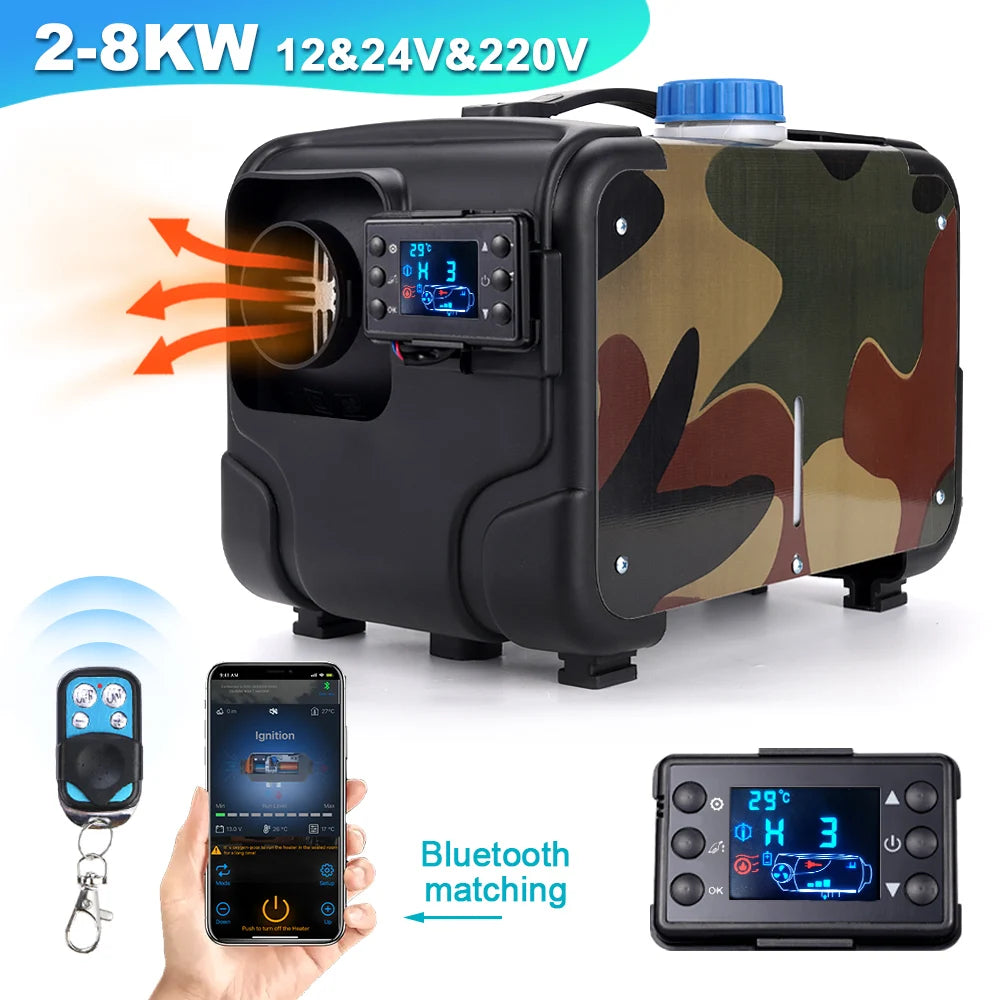 12V 24V 220V 3-in-1 Universal 5KW Car Heater Auxiliary Air Heating Low Noise Heater For Truck Bus RV Motorhome Trailer Boat