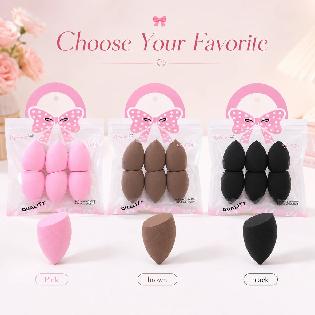6 Beauty Egg Sets, Easily Smudge the Foundation and conceal the Blemishes, and Evenly Apply Makeup on the Curved Section.