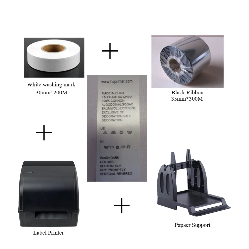 High Quality 4 Inch Thermal Transfer Label Printer with Satin Ribbon Washing Clothing Label for Wash Care Label HS-2054TA