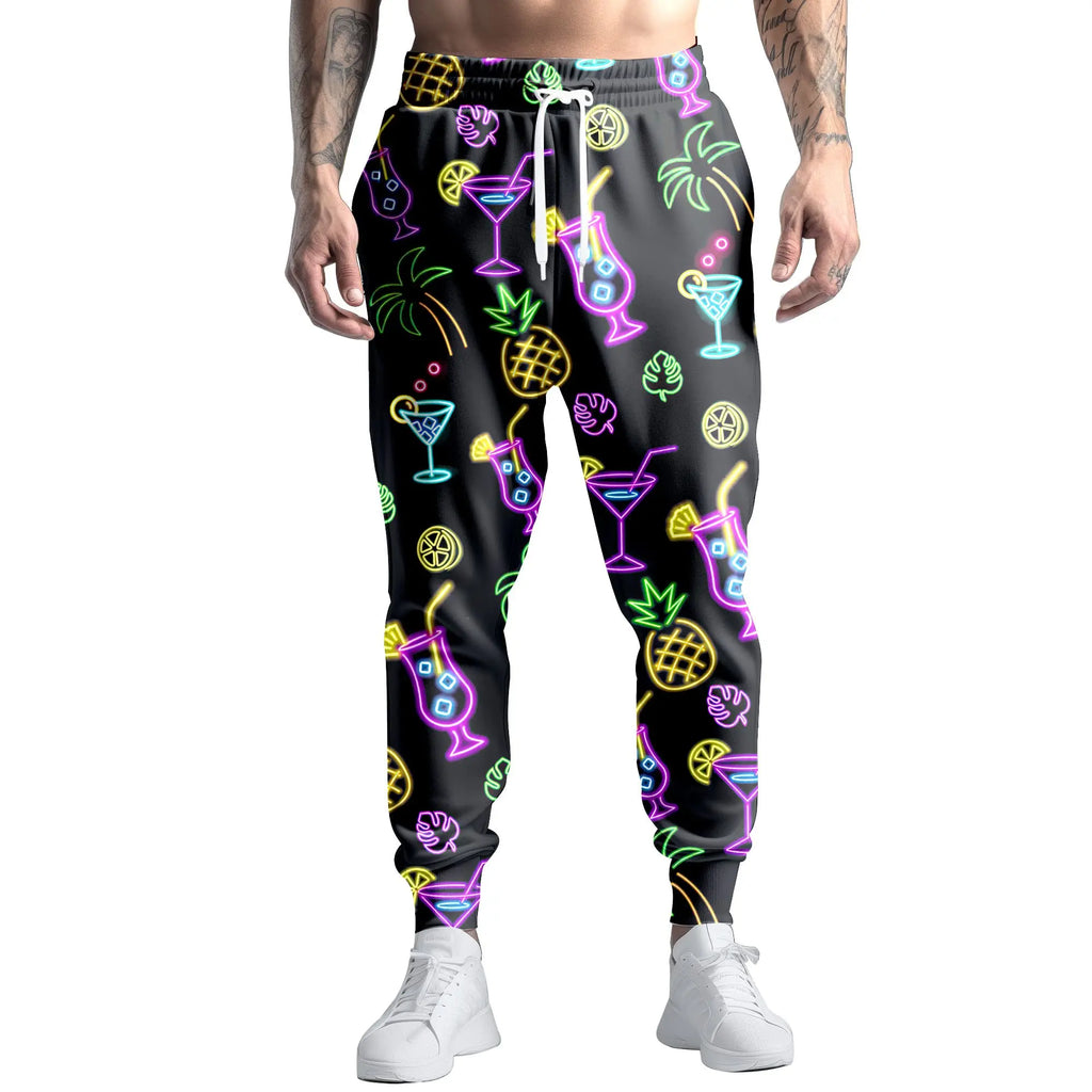 Men's Casual Jogging Pants Abstract Kitten Pizza Print Design Suitable for Outdoor Sweatpants Autumn and Winter Fashion