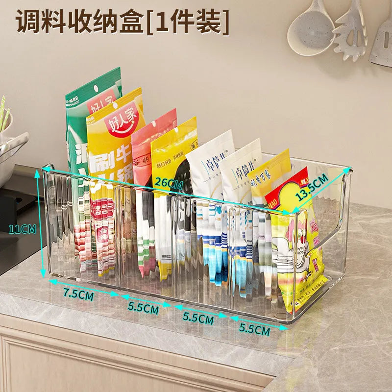 Icon Clear Kitchen Storage Box with Detachable Dividers, Pantry Organizer Bin for Snacks Seasoning Packets BHL1627-FRO