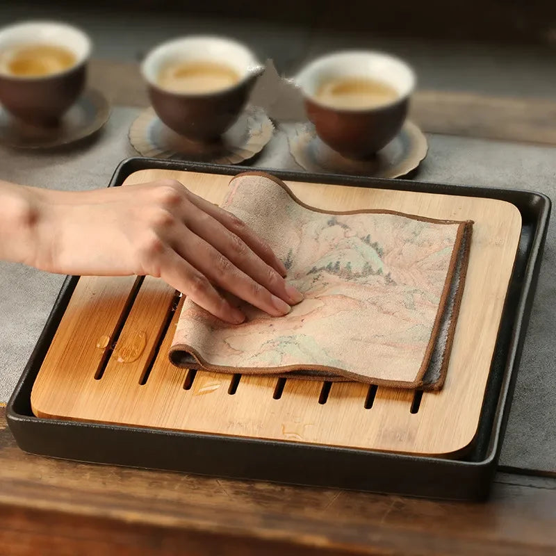 Suede Tea Towel Household Zen Tea Table Tea Cloth High-Grade Absorbent Clay Tea Mat Kung Fu Tea Tea Napkin Tea accessories