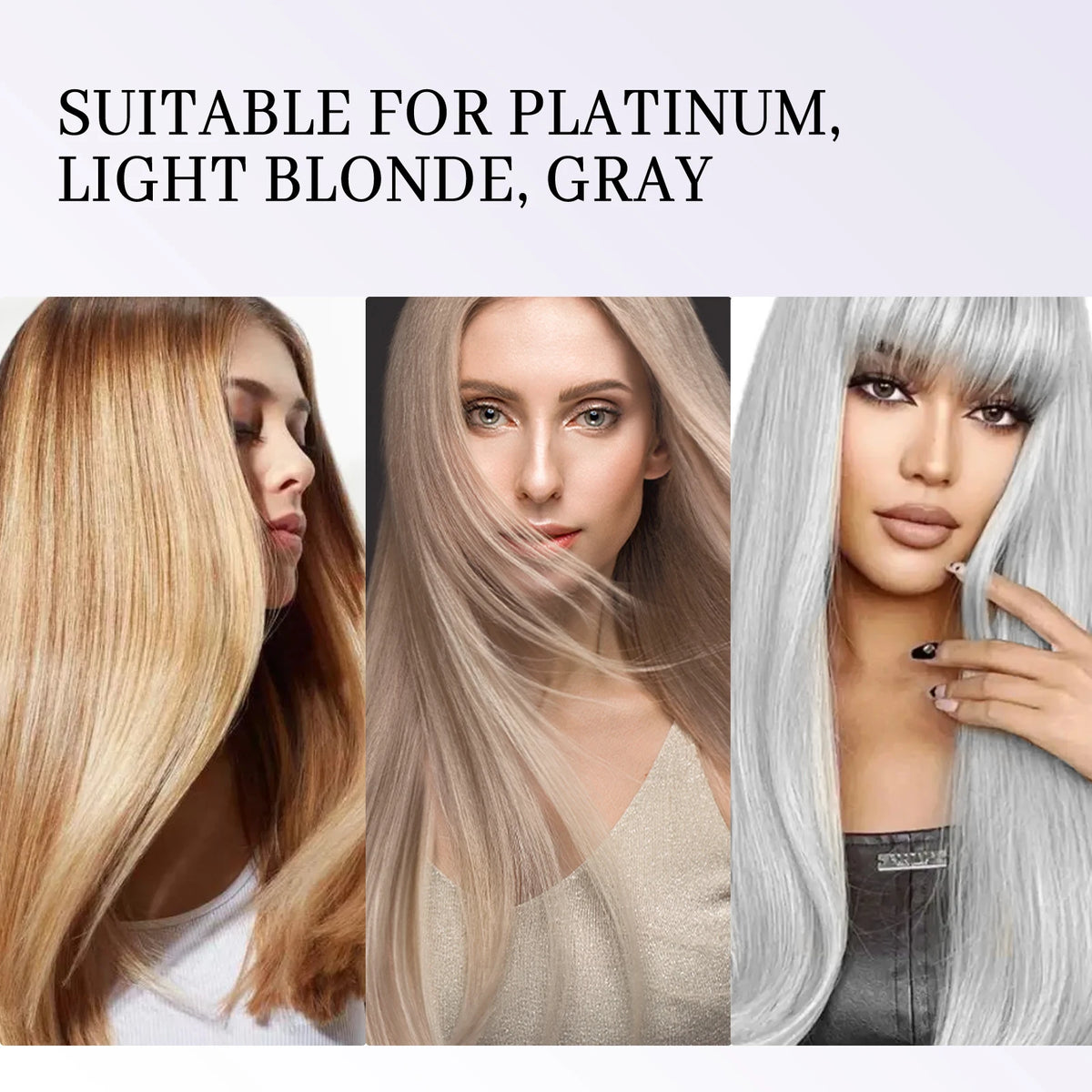 Leave-In Purple Conditioner Spray Set with Wooden Cushion Comb, Neutralize Yellow Brassy Tones Repair Dry Damaged Bleached Blonde Silver Hair Detangling Spray