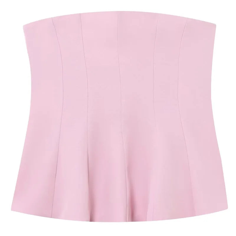 HXAO Corset Tube Top Women Summer 2025 White Pink Blue Yellow Black Top Bustier Ruffled Vests Cute Sleeveless Backless Tank Top