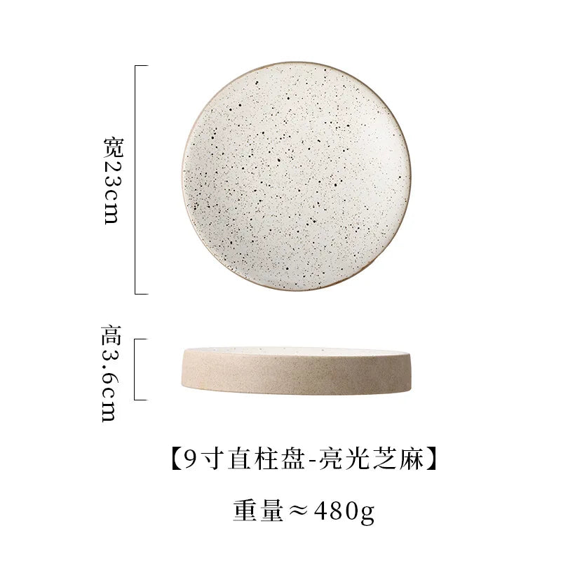 Premium Western Cuisine Plate Retro Round Plate Commercial Ceramic Tableware Cylinder  Simple Cake Dim Sum