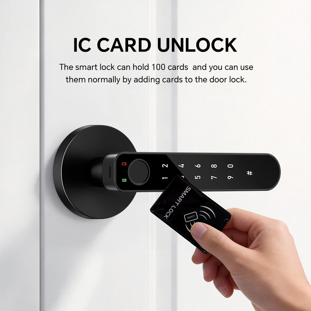 ICCSSI Tuya Electronic Digital Lock Smart Fingerprint Lock IC Card/Password/Fingerprint/key/APP Unlock for Apartment B208APRO