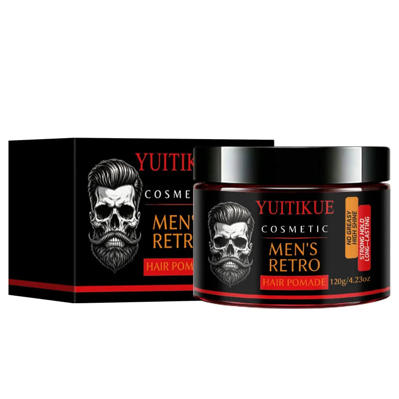 YUITIKUE Retro Men Hair Pomade All Day Strong Hold Windproof Nourish Hair Root To Tip Non Greasy High Shine Styling Wax