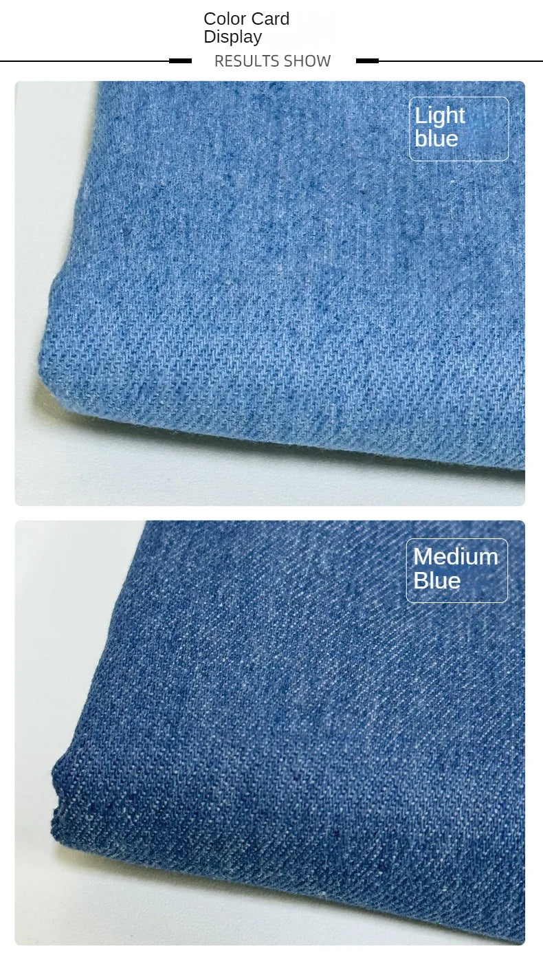 Twill Cotton Denim Fabric By The Meter for Jeans Clothes Dresses Handbags Shoes Hats Sewing Cloth Wearable Blue Black