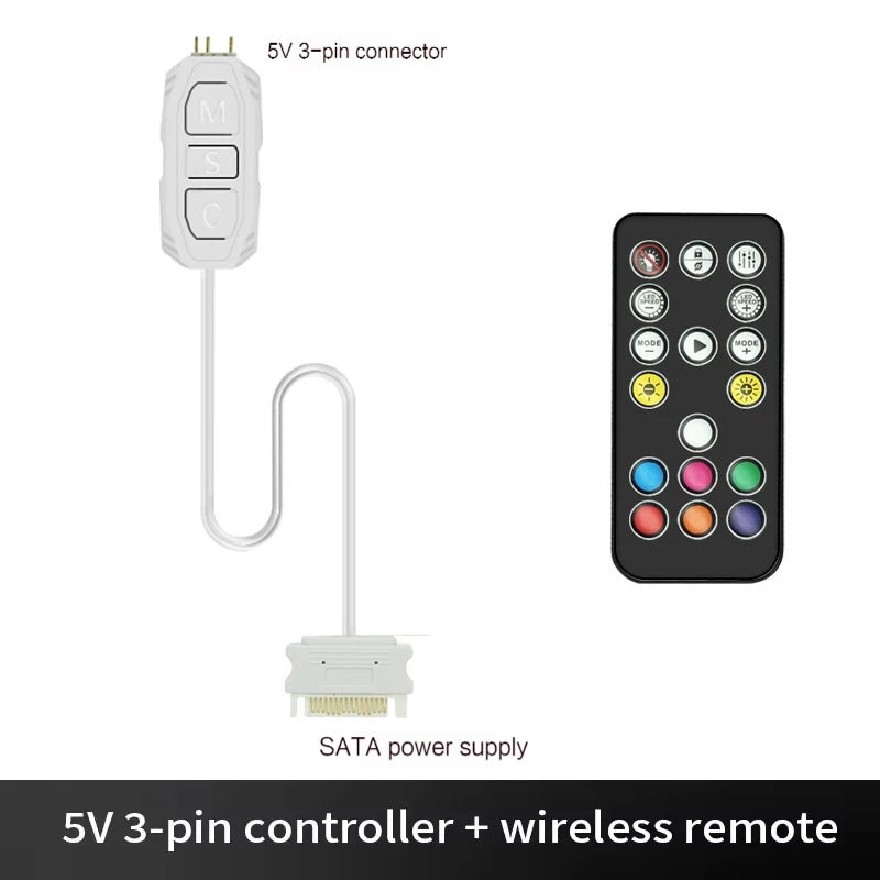 5V 3pin ARGB Controller To SATA Power Supply Mini RGB Controller For Computer Case ARGB Fans, Coolers, LED Stripes, Etc.