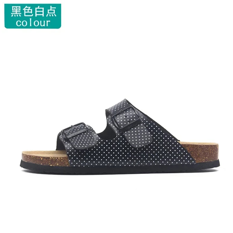 Slippers Women Buckle Flat Bottom Cork Slippers Man Summer Unisex Beach Button Outdoor Casual Sandals Designer Ladies Shoes