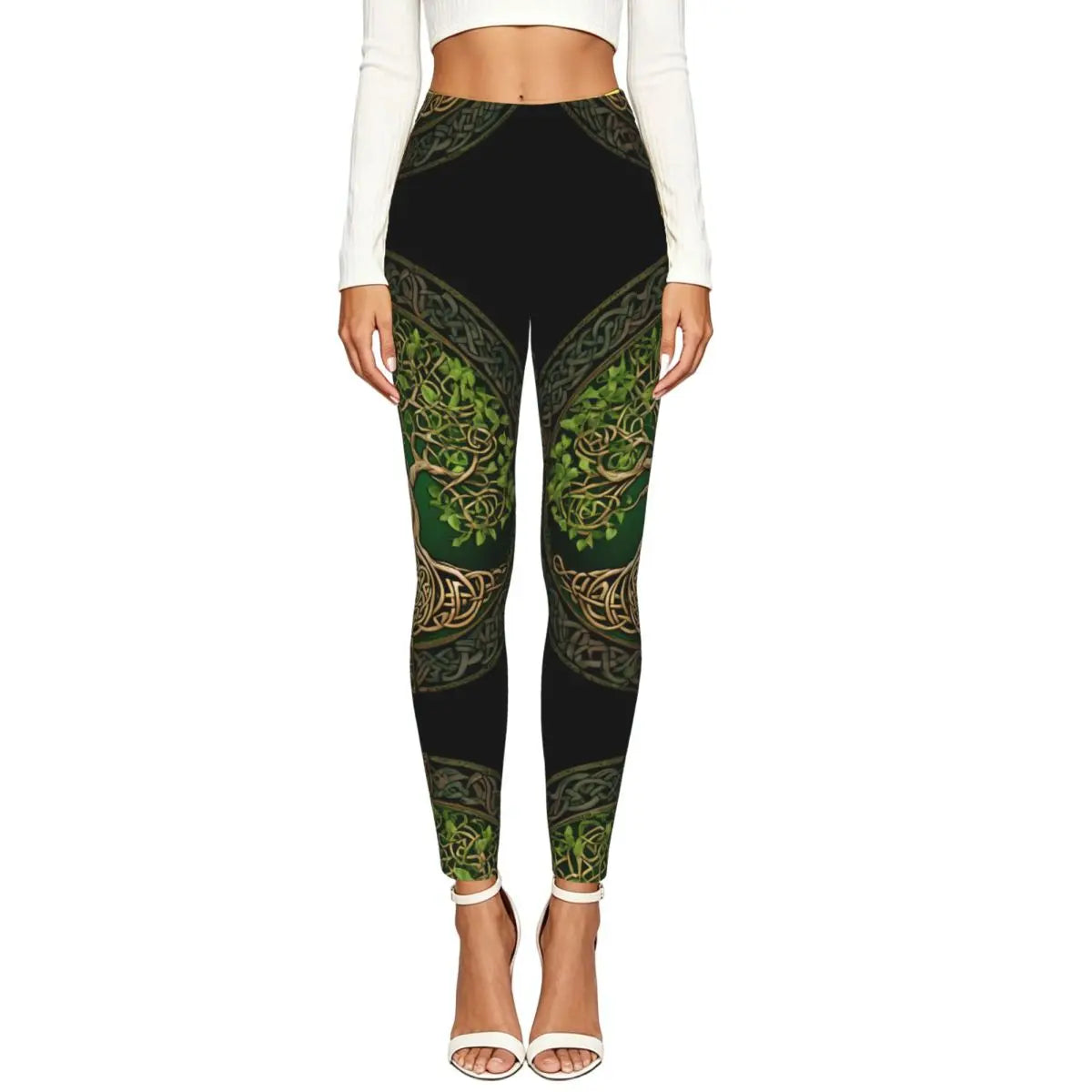 Women Full Length Elastic Leggings High Waist Tight Pants Tree Of Life Casual Bottoms
