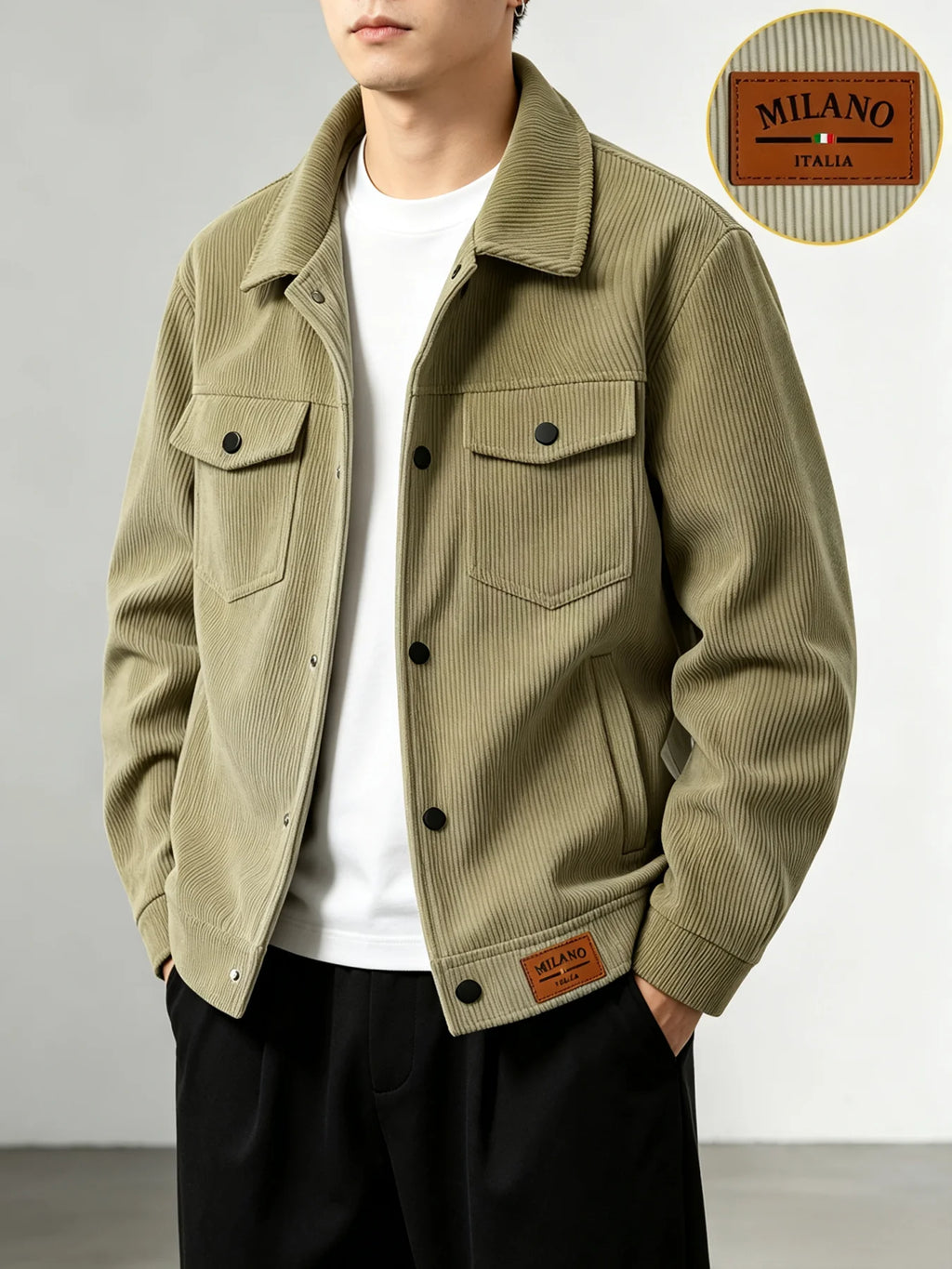 Men's Corduroy Jacket Casual Lapel Button Up Coat With Pockets Autumn Winter Outdoor Streetwear Male Overcoat