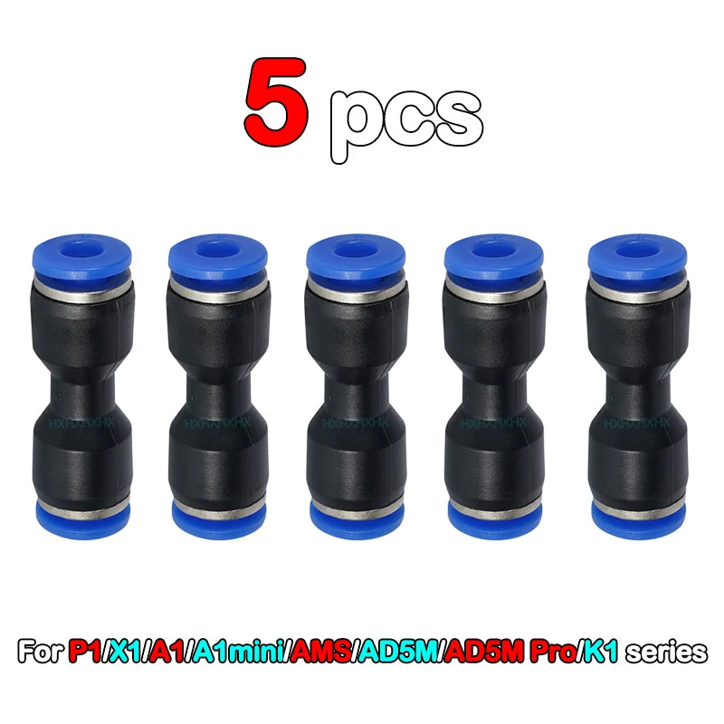 5/10pcs for Bambu Lab PTFE Tube Pneumatic Connector 3D Printer X1 X1C P1P P1S A1 1.75mm Filament Extruder 3D Printer Parts