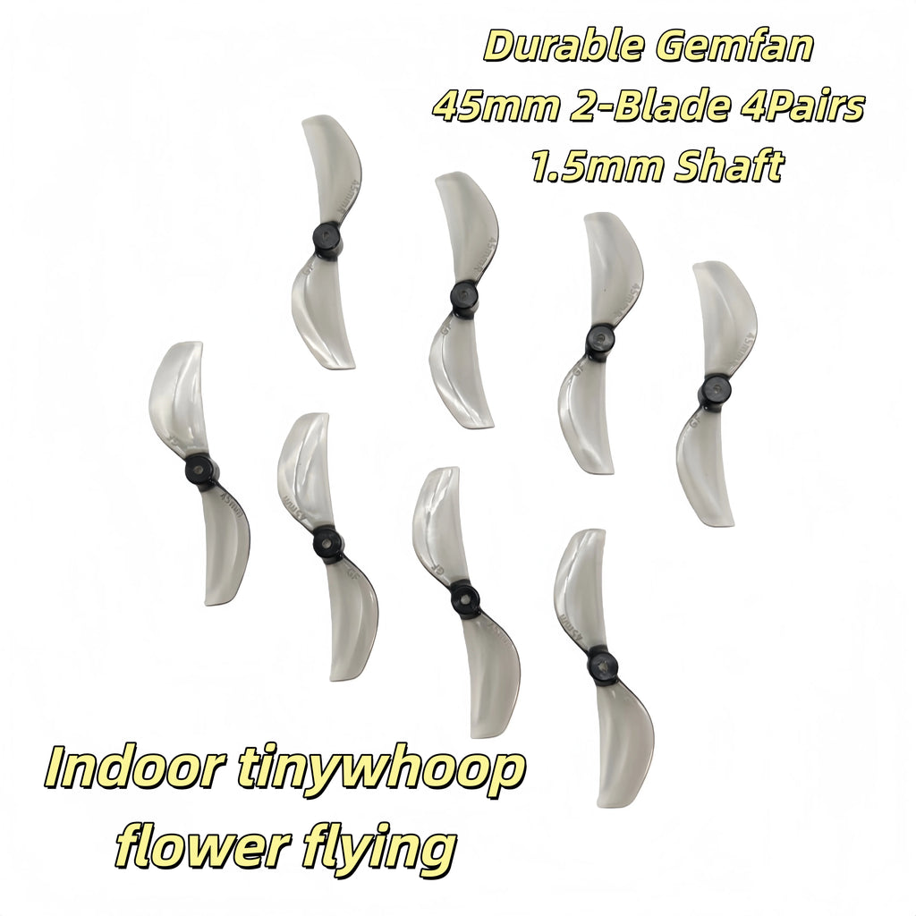 Gemfan 45mm 2/3-Blade Propellers 1.5mm Shaft High Thrust PC Props 4Pairs for 1S Micro Whoop Toothpick Drone Meteor75 Pro