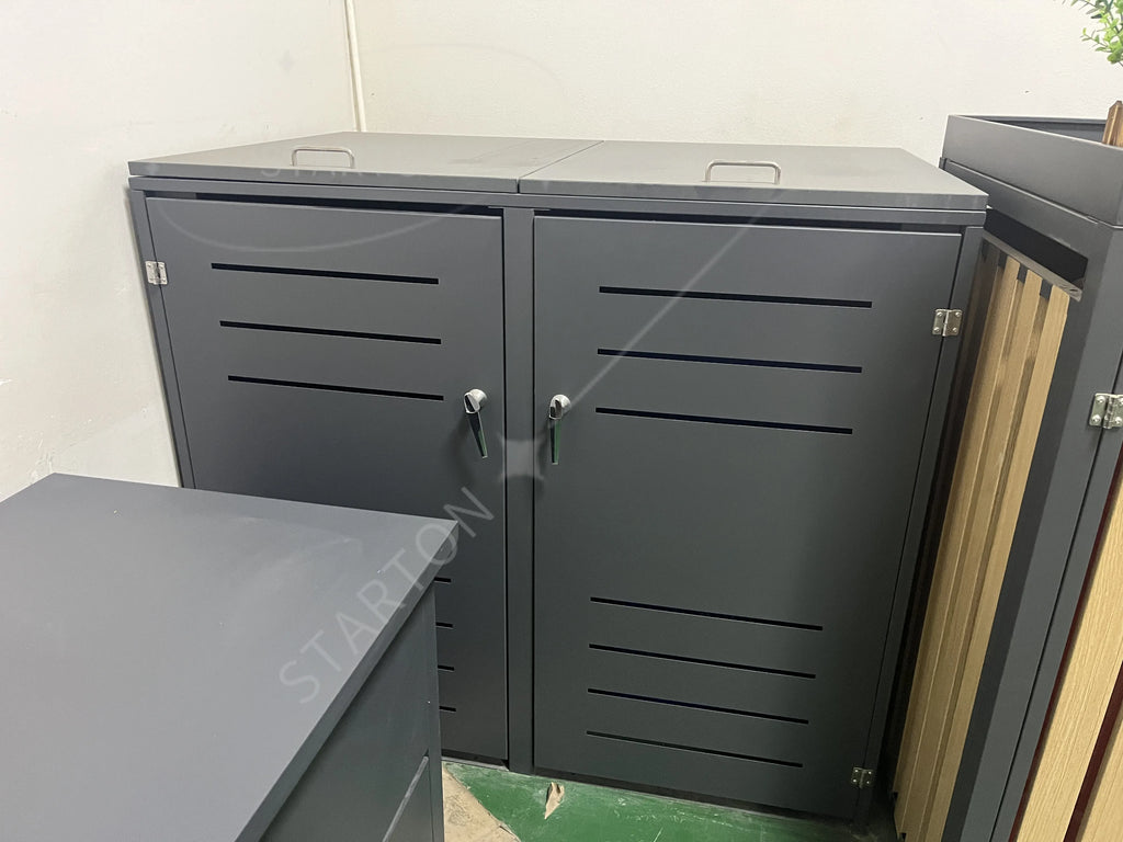 Waste Bin Cover Steel Garden Trash Bin Garbage Can House Garbage Can Cladding Storage Box Wheelie Bin Hideaway