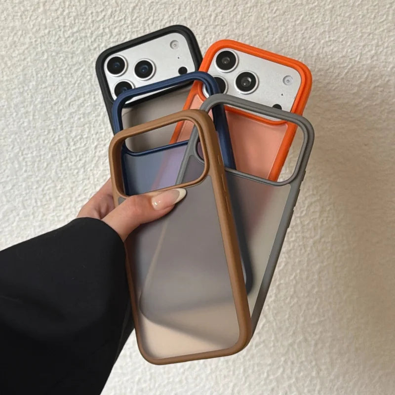 Original Translucent Glossy Matte Texture Case For iPhone 17 16 15 14 13 Pro Max Business Simple Armor Shockproof Hybrid Cover