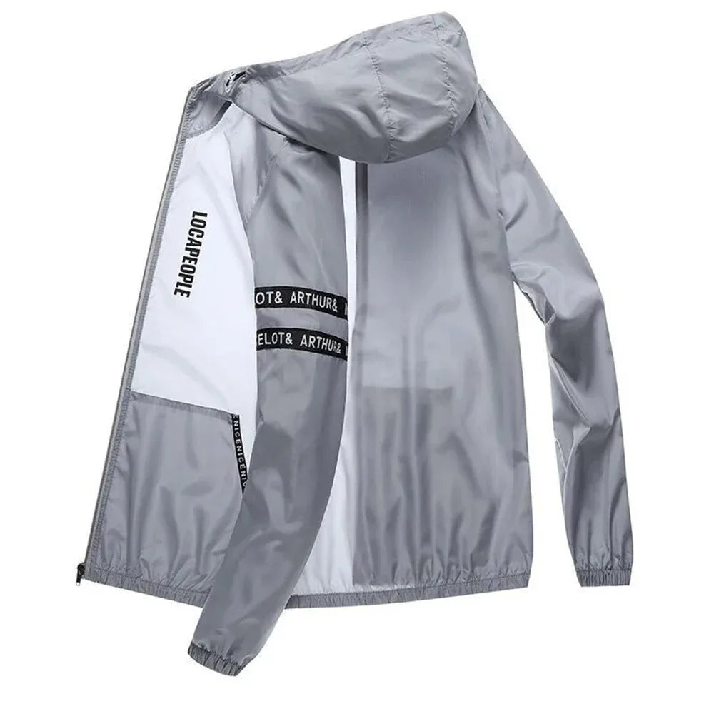 Summer Ice Silk Sunscreen Jackets Men's Clothing Lightweight Hooded Coat Outdoor UV Resistant Jacket Fishing Cycling Suit Male