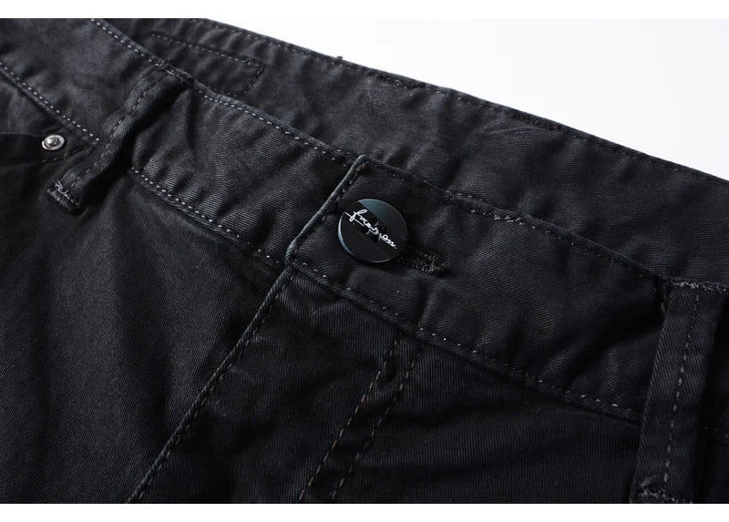 Streetwear Fashion Men Jeans Elastic Stretch Slim Fit Spliced Designer Casual Cargo Pants Hombre Hip Hop Joggers Men Overalls