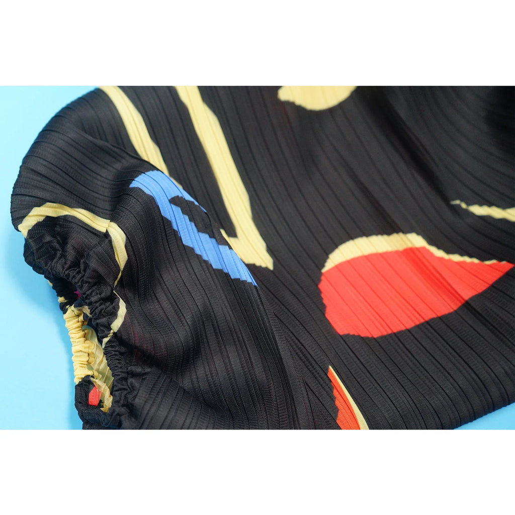 Elegant Women Pleated Half Lantern Sleeve O-neck Slim Maxi Long Dress Print Fashion Autumn 2025 Ruched Dresses Vestidos