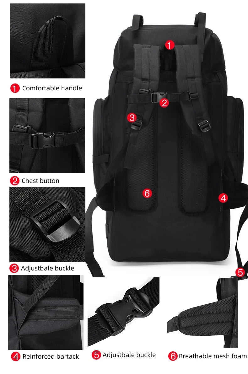 Outdoor Climbing Backpack Large Capacity Outdoor Travel Sports Luggage Bag Hiking Trekking Camping Mountaineering Men Rucksack